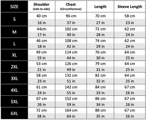 Cargo shirt size chart